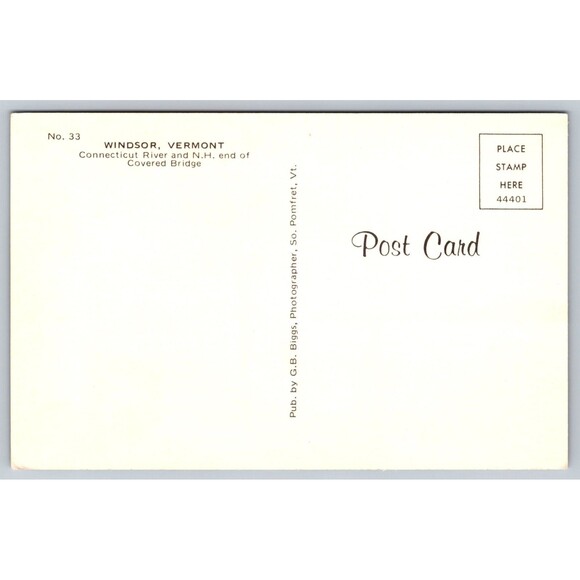 Postcard Vermont Windsor Covered Bridge Connecticut River c1960s Fall Autumn VTG - Picture 2 of 2